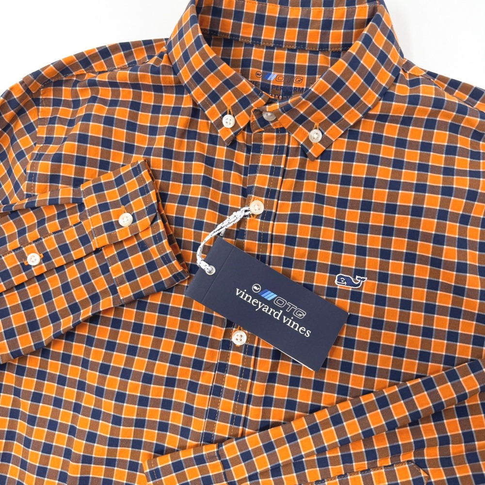Vineyard Vines Boys Medium 12-14 Gingham OTG Performance Brrr Shirt NEW